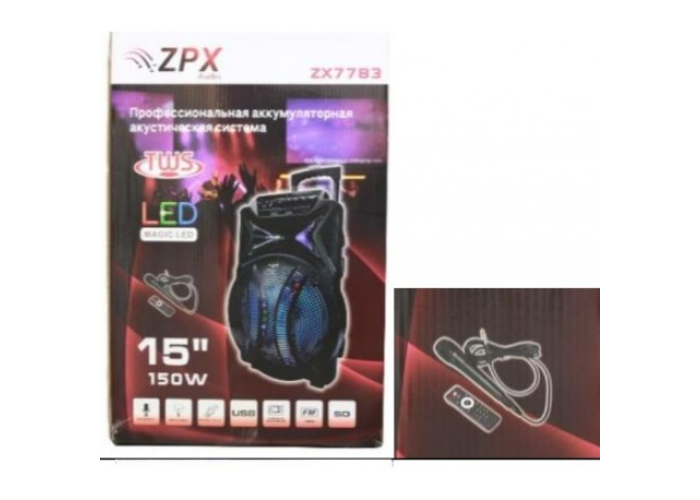 Колонка-чемодан ZX-7783 15" (150W)