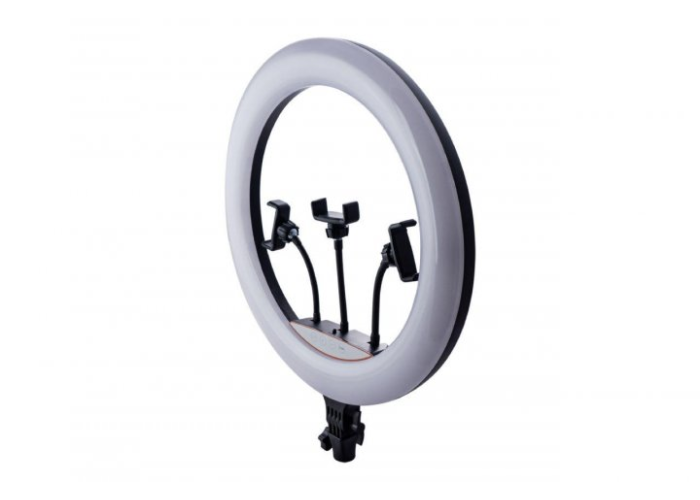 Кольцевая LED лампа RGB Ring Fill Light 45 см сенсорное управление + пульт и 3 держателя для телефона