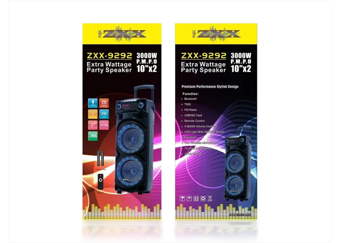 Акустическая переносная колонка ZXX-9292 60Вт 2x10"