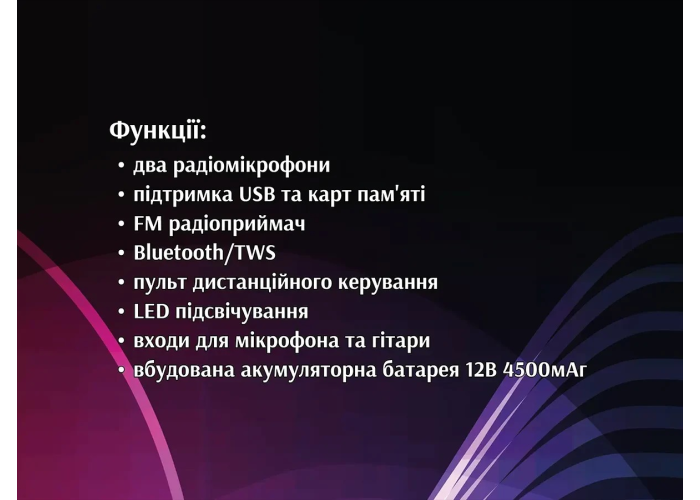 Акустическая переносная колонка ZXX-5550 80Вт 2x8"