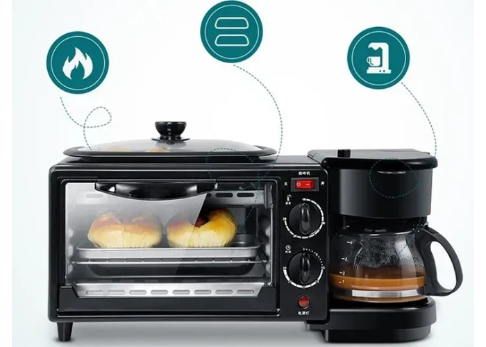 Многофункциональная кухонная машина Domotec MS-5308B, 3 в 1, электрическая печь, гриль и кофеварка