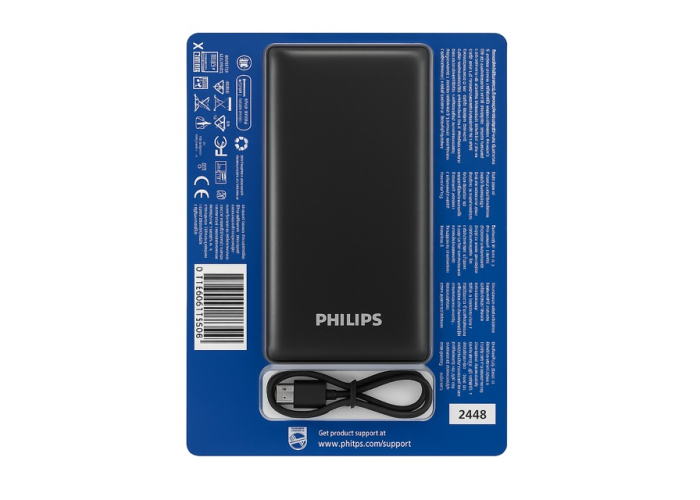 Повербанк Philips, 20000 мА·ч, PD 20 W, USB-A, USB-C, micro USB