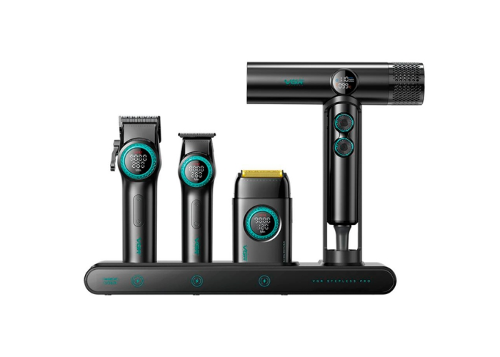 Машинка для стрижки VGR Stepless Pro 4 in 1, набор (машинка, триммер, электробритва, фен)