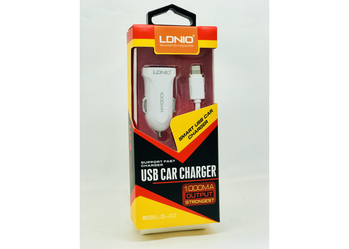 Автомобильное зарядное устройство LDNIO DL-C17 (1A / 1 USB порт + кабель для iPhone)