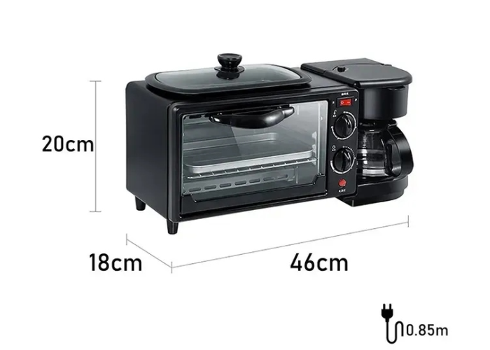 Многофункциональная кухонная машина Domotec MS-5308B, 3 в 1, электрическая печь, гриль и кофеварка