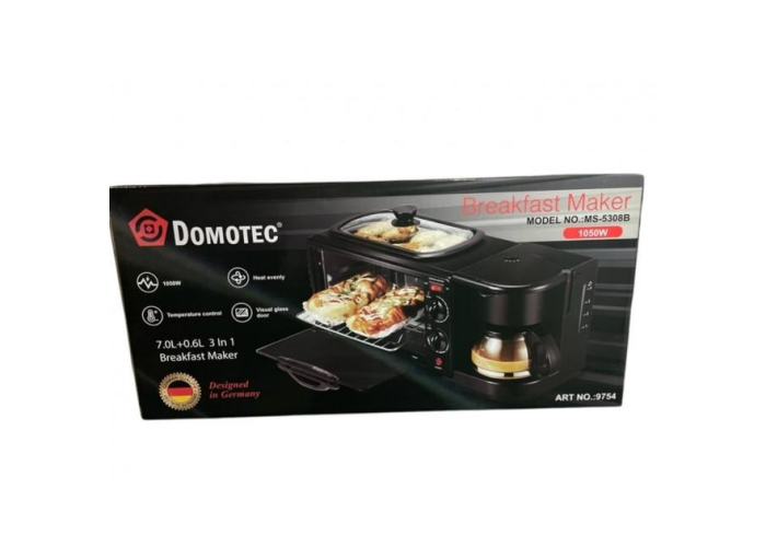 Многофункциональная кухонная машина Domotec MS-5308B, 3 в 1, электрическая печь, гриль и кофеварка