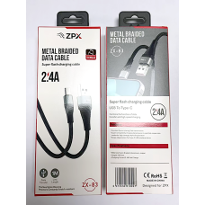 Кабель в оплётке ZPX ZX-83 USB – Type-C с поддержкой быстрой зарядки 2.4A