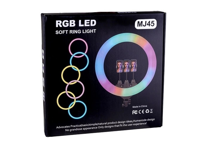 Кольцевая лампа MJ-45 RGB, 18" (45 см), мульти-подсветка, USB