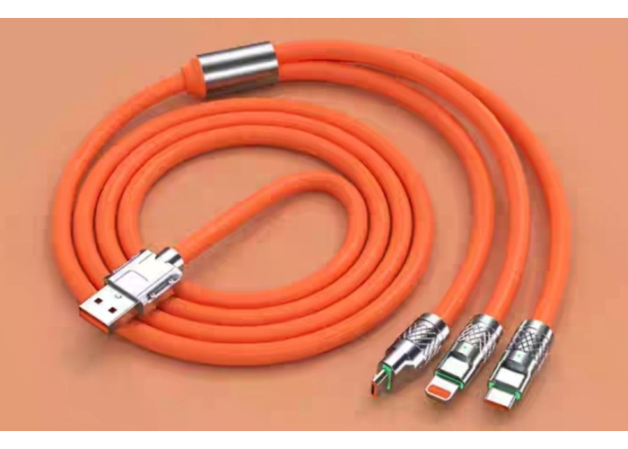 Универсальный силиконовый кабель 3 в 1 для быстрой зарядки (Type-C, Lightning, micro-USB)