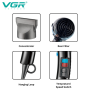 Профессиональный фен VGR V-465, AC-мотор, до 2400 Вт, холодный воздух, концентратор