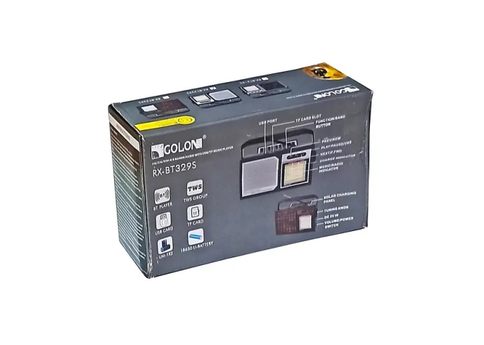 Радиоприёмник GOLON RX-BT329S с Bluetooth, солнечной панелью, USB/microSD