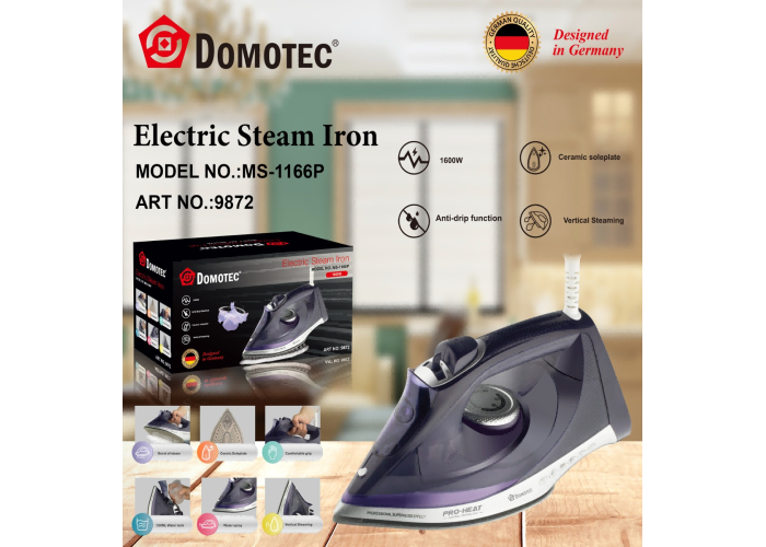 Электрический паровой утюг Domotec MS-1166P