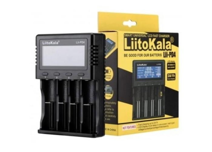 Зарядное устройство LiitoKala Lii‑PD4, универсальное, с LCD (для AA, AAA, 18650, 26650, 21700)
