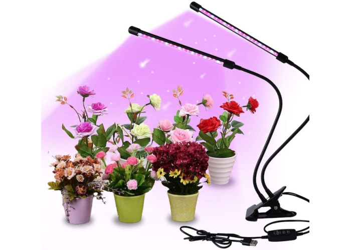Двойная ультрафиолетовая гибкая фитолампа для растений на прищепке Led Plant Grow Light USB