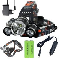 Налобный фонарь RJ 3000, T6+2LM, 4 режима, 2×18650