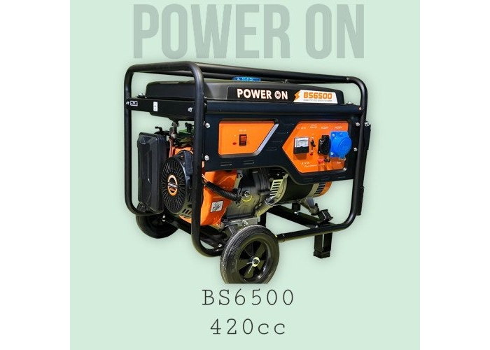Бензиновый генератор POWER ON BS6500, 5.5 кВт, 23 л, 16 л.с., ручной запуск