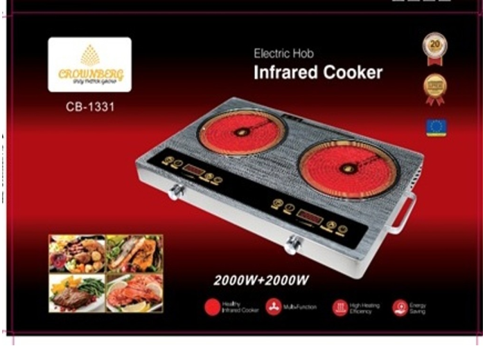 Инфракрасная электроплита Crownberg CB-1331 с двумя конфорками