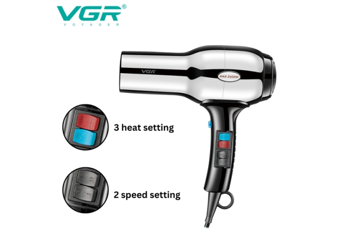 Профессиональный фен VGR V-465, AC-мотор, до 2400 Вт, холодный воздух, концентратор