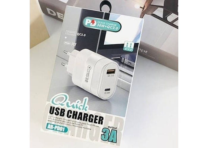 Сетевое зарядное устройство AR-PD01, 36 Вт, USB, Type-C PD, 3 А