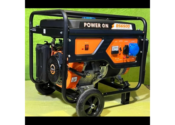 Бензиновый генератор POWER ON BS6500, 5.5 кВт, 23 л, 16 л.с., ручной запуск