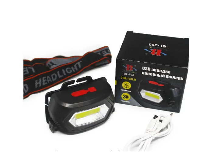 Налобный фонарь BL 203 COB USB CHARGE 7568