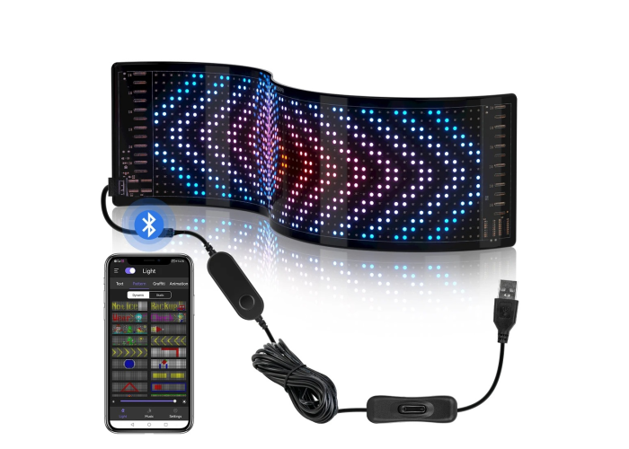 Гибкий светодиодный экран 120 × 595 мм LED Matrix Panel APP WiFi RGB