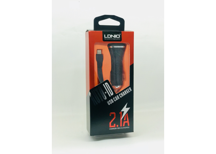 Автомобильное зарядное устройство LDNIO DL-219 (2.1A / 2 USB порта + кабель для iPhone)