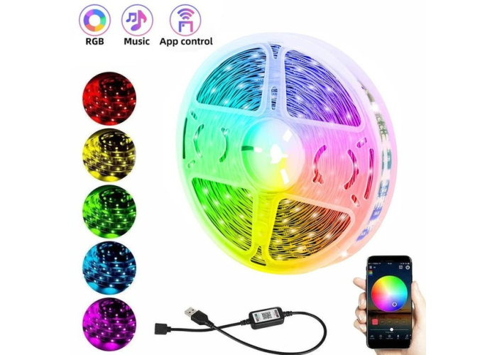 Led гирлянда Bluetooth RGB лента 5M USB APP BT 7995