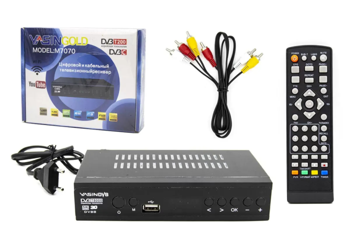 ТВ-приставка T2 Yasingold M7070, DVB-T2, 1080p, с дисплеем, USB, Wi-Fi поддержка