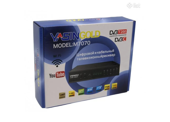 ТВ-приставка T2 Yasingold M7070, DVB-T2, 1080p, с дисплеем, USB, Wi-Fi поддержка