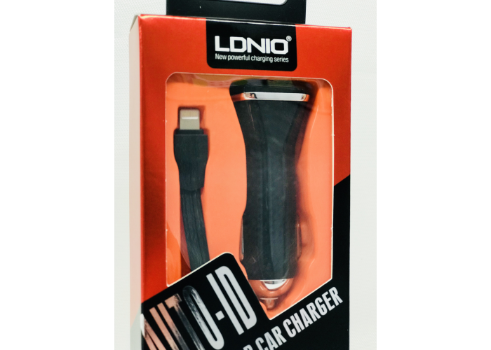 Автомобильное зарядное устройство LDNIO DL-219 (2.1A / 2 USB порта + кабель для iPhone)