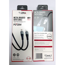 Кабель в оплётке ZPX ZX-85 Type-C – Lightning с поддержкой быстрой зарядки PD 20W