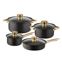 Набор посуды COOKWARE SET G-A12, 8 предметов, керамическое покрытие, кастрюли 20 и 24 см, сковорода 26 см, ковш 18 см