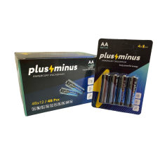 (только упаковкой) Батарейки Plus Minus AA R06 Carbon, 1.5 В, 4 шт в блистере (BPM-4R06)