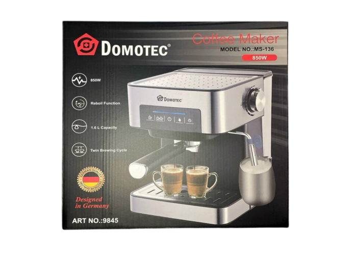 Кофеварка Domotec MS-136, 850 Вт, 1.6 л