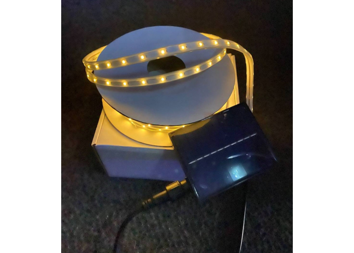 Led гирлянда уличная, 10 метров с солнечной панелью, теплый белый THL-24-60