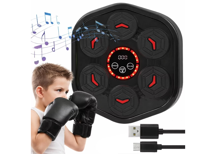 Боксерская музыкальная мишень MRA24-DC-08, 6 кнопок, Bluetooth, с перчатками