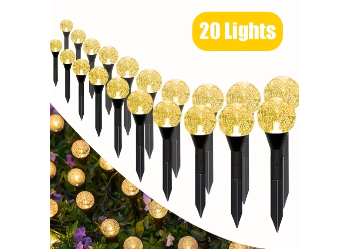 Садовый светильник Garden Light, шарообразный с пузырьками, на солнечной батарее, 20 шт(1уп)