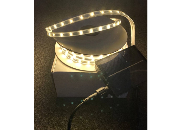 Led гирлянда уличная, 10 метров с солнечной панелью, теплый белый THL-24-60