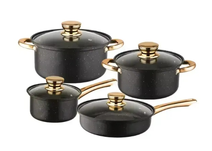 Набор посуды COOKWARE SET G-A12, 8 предметов, керамическое покрытие, кастрюли 20 и 24 см, сковорода 26 см, ковш 18 см