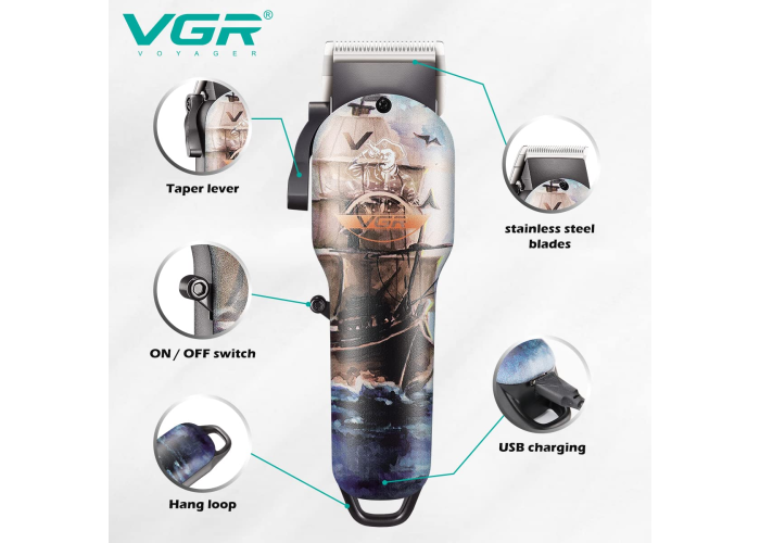 Аккумуляторная машинки для стрижки волос VGR V690 Salon Series