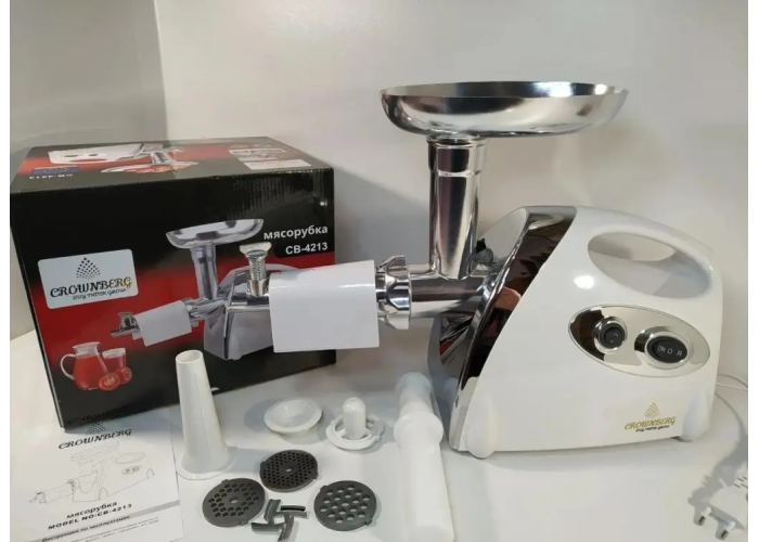 Мясорубка электрическая Crownberg CB 4213 с насадкой для томата 3000 Вт