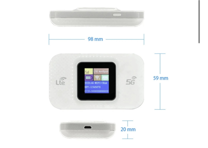 Портативный Wi-Fi модем 4G/5G LTE, с экраном, 2600 мАч