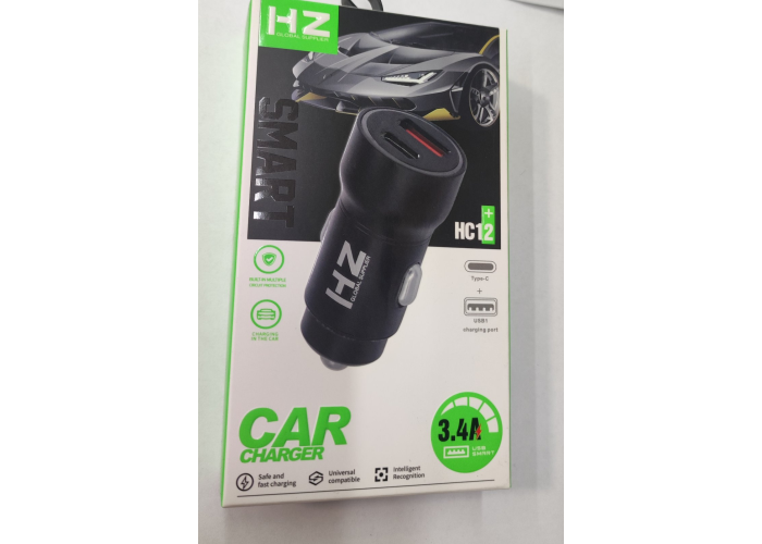 Автомобильное зарядное устройство HZ HC-12 (5V3.4A 20W USB-5V-3.1A Type-C-5V4A)