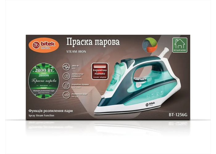 Паровой утюг BITEK BT-1256, 2800 Вт, с керамической подошвой