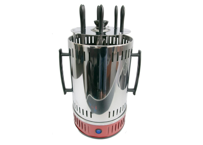 Электрошашлычница вертикальная Domotec BBQ MS‑7783, 1000 Вт, 6 шампуров, красная