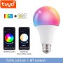Умная светодиодная лампочка Tuya RGB с управлением цветом и пультом (B22 / E27, 10 Вт)