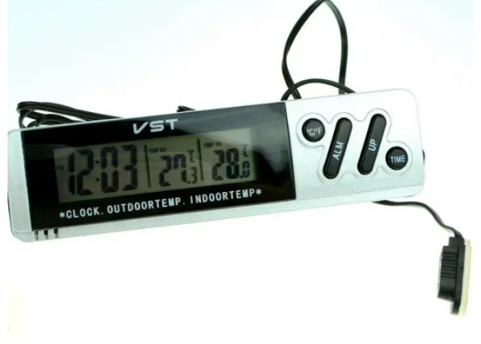 Часы с внутренним и наружным датчиком температуры VST-7065