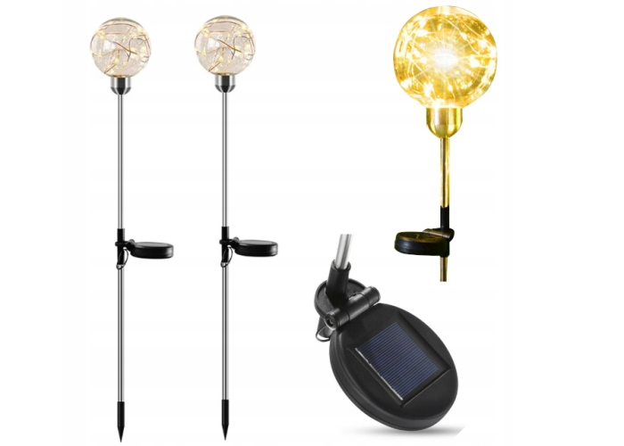 Садовый солнечный светильник Шар CC240403, 20 LED, 70 см, комплект 2 шт.