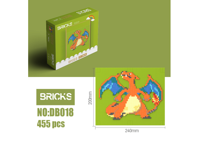 Мозаика на доске BRICKS «Charizard», 455 деталей, 240×200 мм DB018